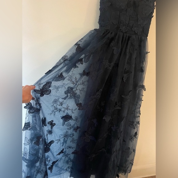 AO YAN Navy Lace Butterfly Corset Formal Prom Dress size S* NWT - Picture 5 of 13